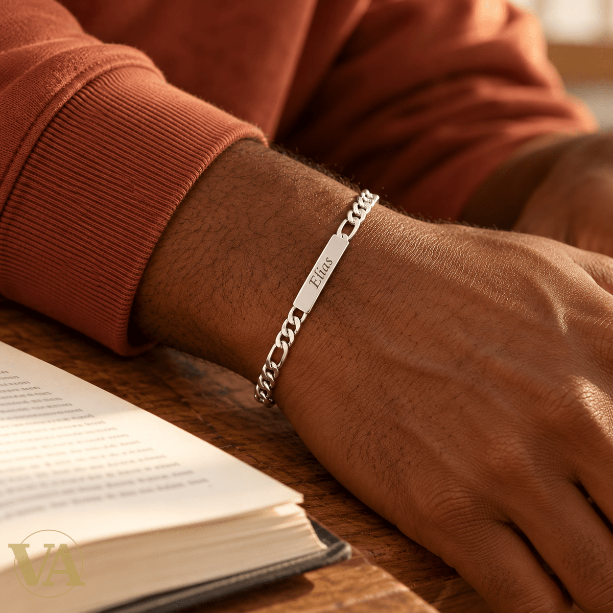 Bracelet homme Figaro 1+3 argent 925 personnalisable — 20 cm - Argent 925 - Vindicta