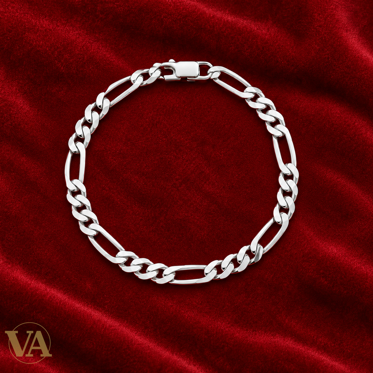 Bracelet homme argent 925 complet sur fond rouge
