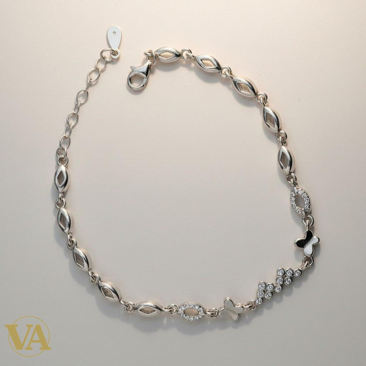 Bracelet argent 925 femme motifs navette oxydes zirconium - Argent 925 - Vindicta