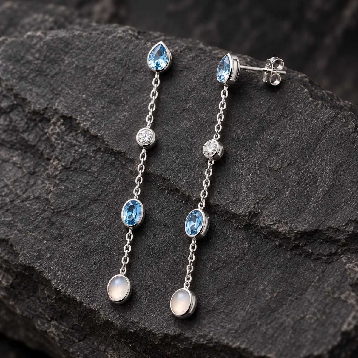 Boucles d’oreilles argent 925 rhodié — détail du bijou