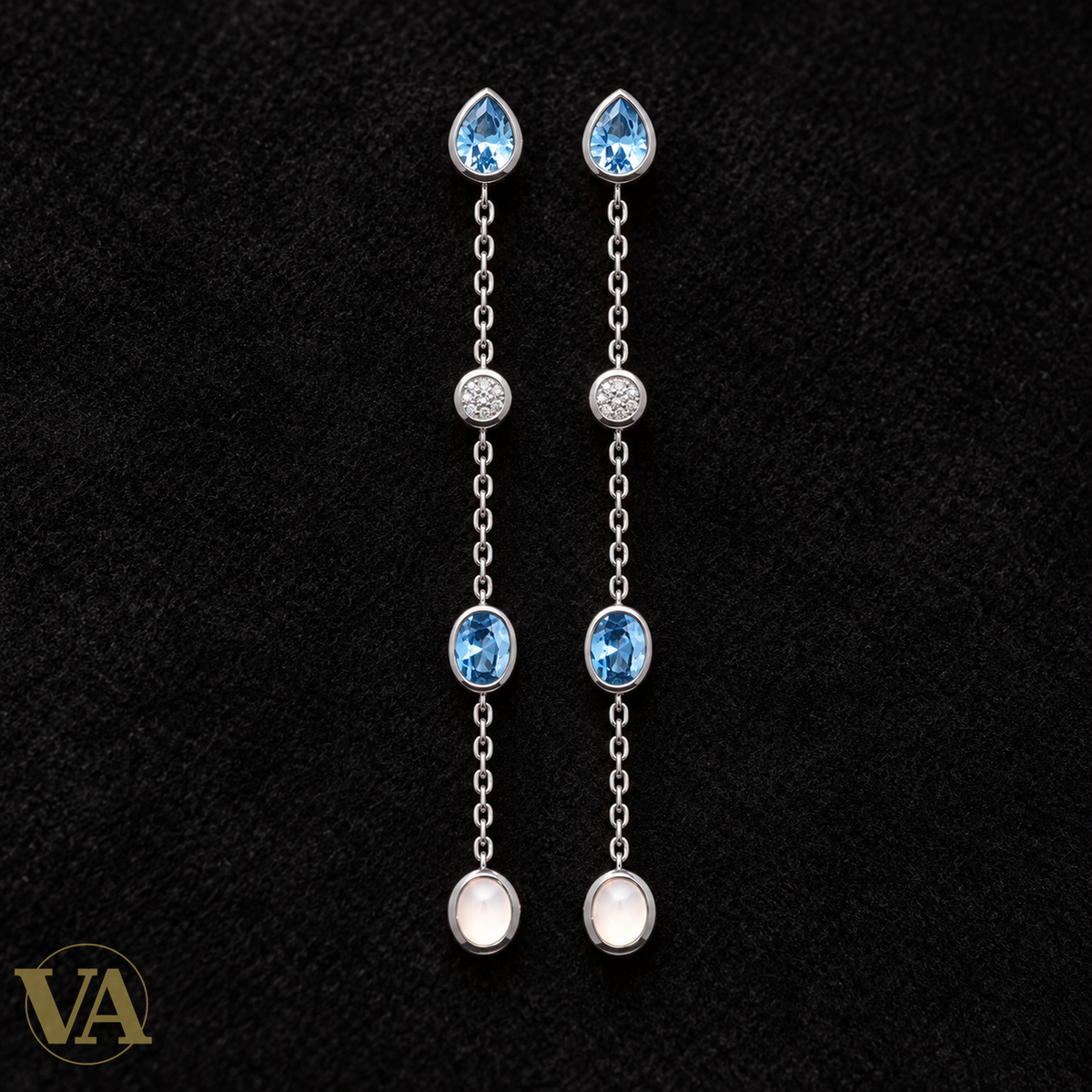 Boucles d’oreilles argent 925 rhodié — sur feutre noir
