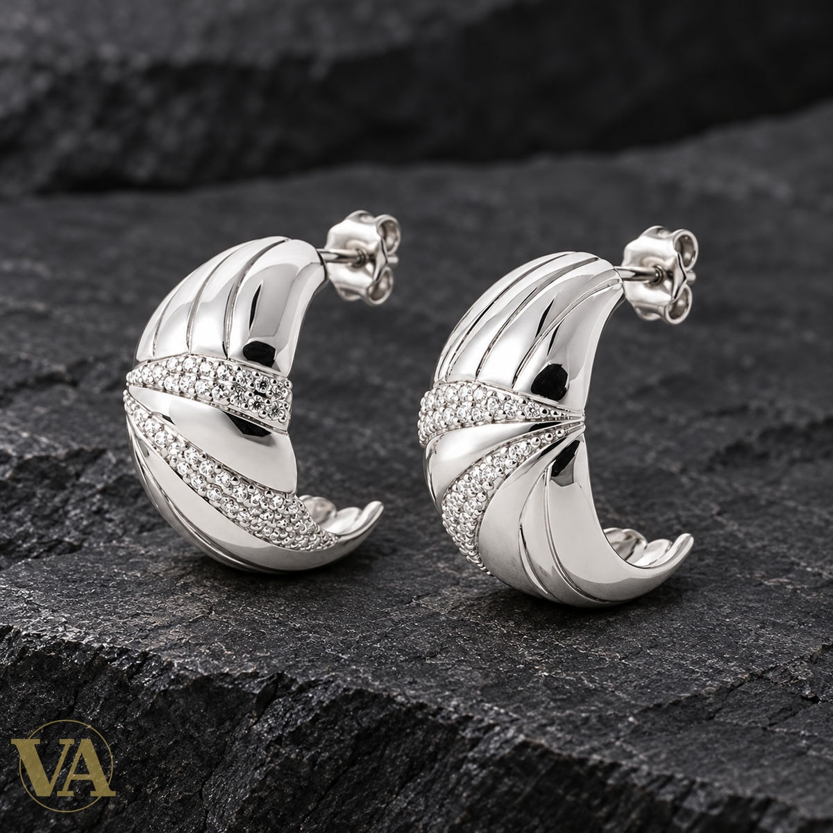 Boucles d’oreilles argent 925 rhodié — détail du bijou