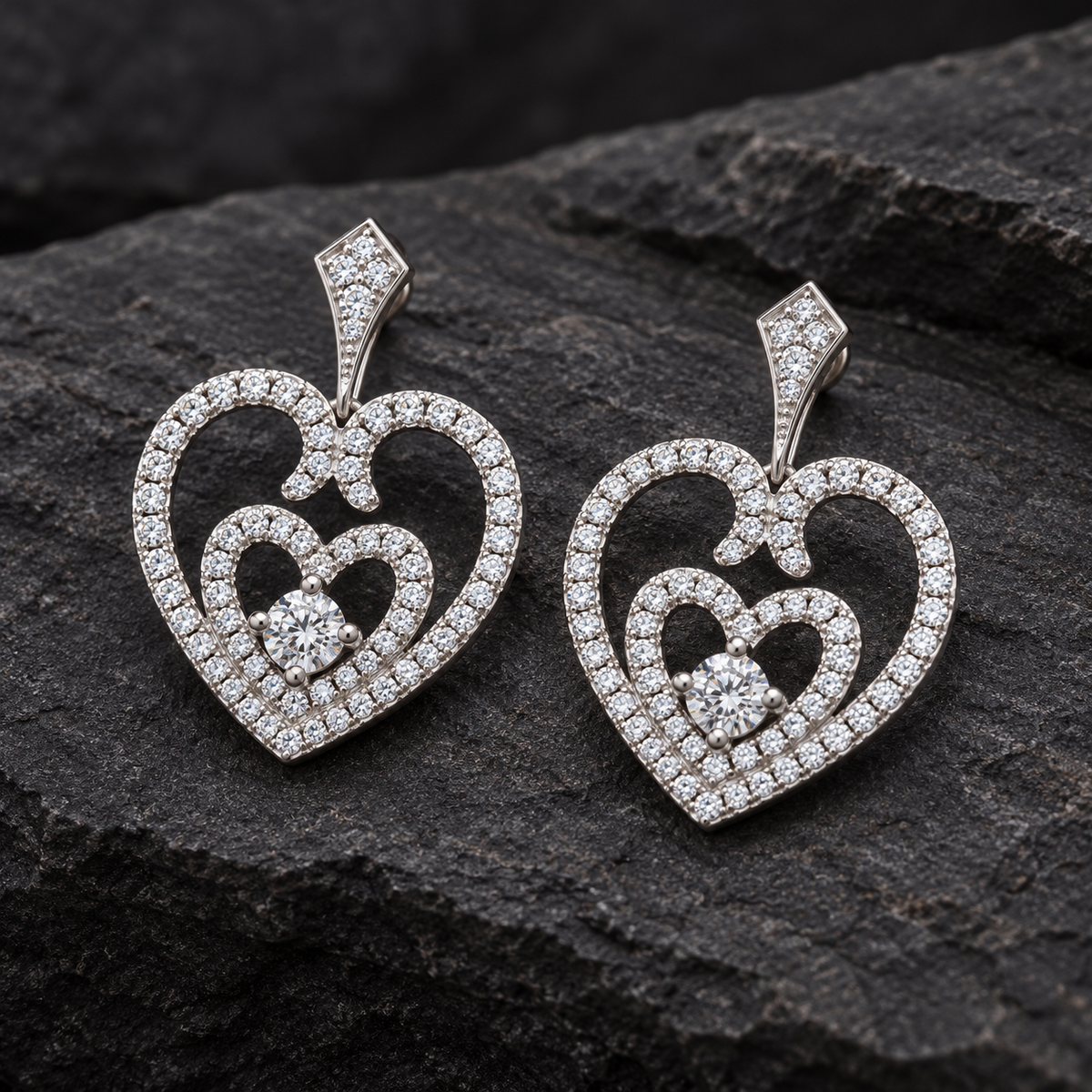 Boucles d’oreilles argent 925 rhodié — détail du bijou