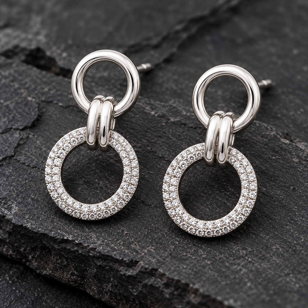 Boucles d’oreilles argent 925 rhodié — détail du bijou
