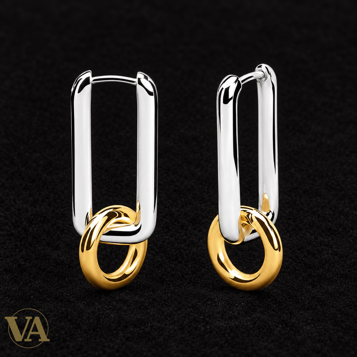 Boucles d’oreilles Femme Argent 925 Rhodié et Vermeil — Keaton bicolore - Argent 925 - Vindicta