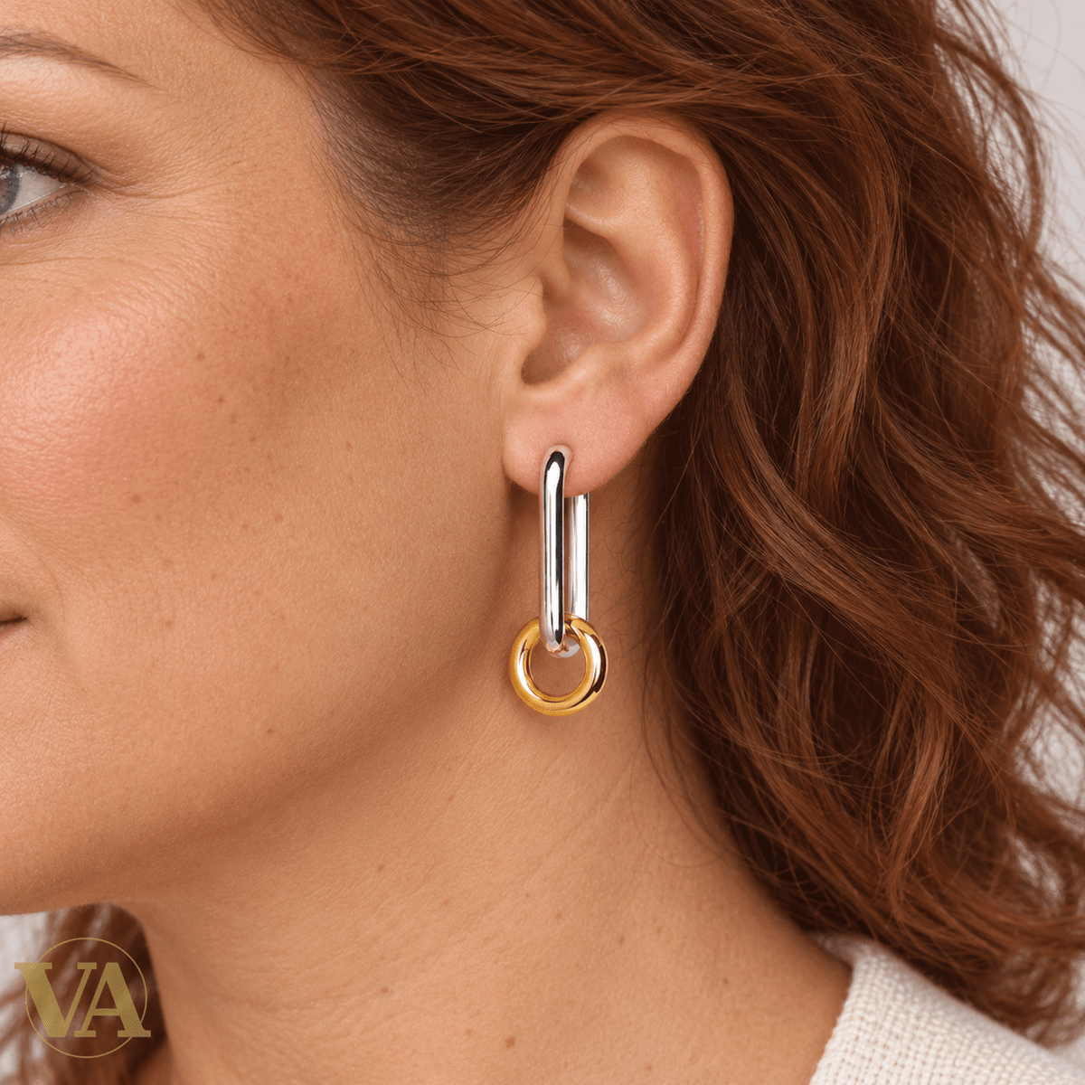 Boucles d’oreilles Femme Argent 925 Rhodié et Vermeil — Keaton bicolore - Argent 925 - Vindicta