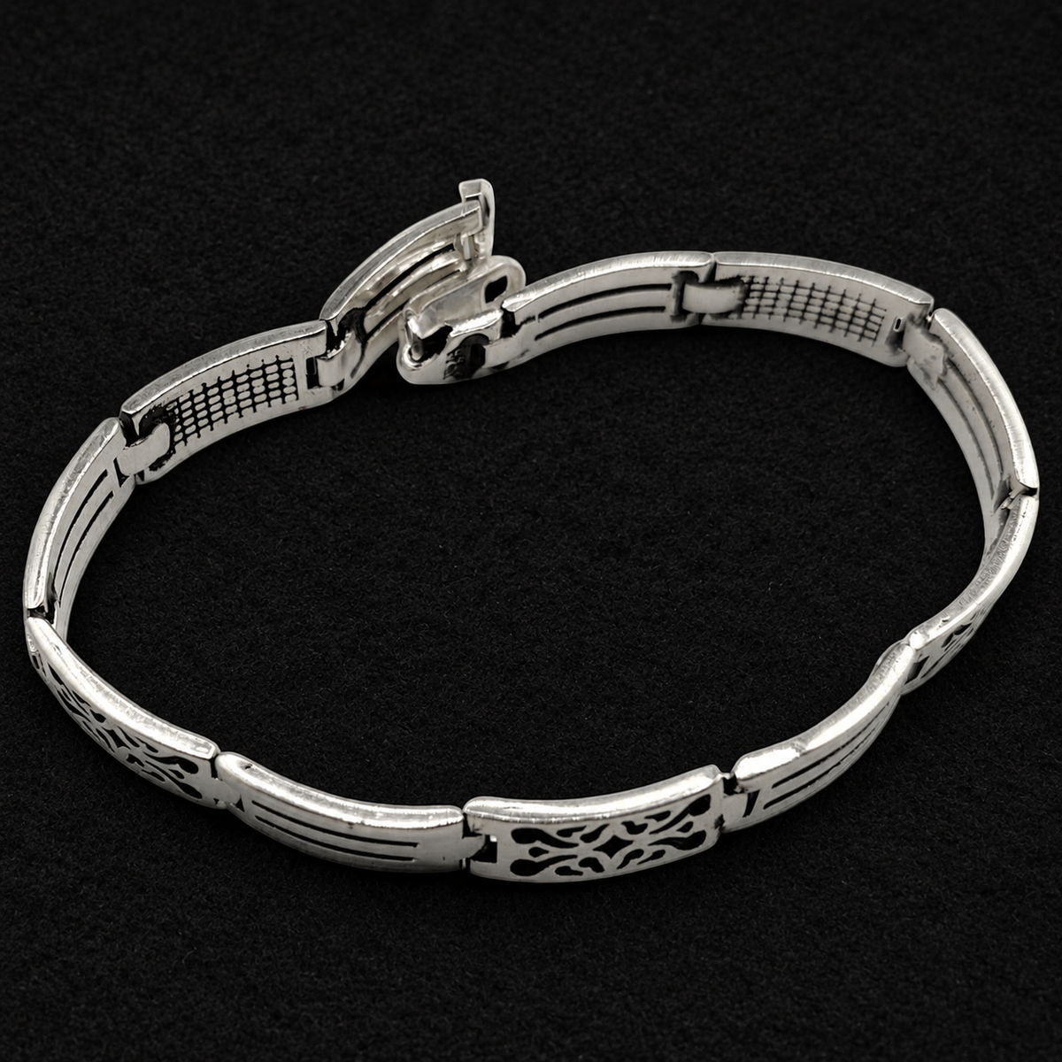 Bracelet Homme Argent 925 – Motifs Arabesques & Maille Articulée - Argent 925 - Vindicta