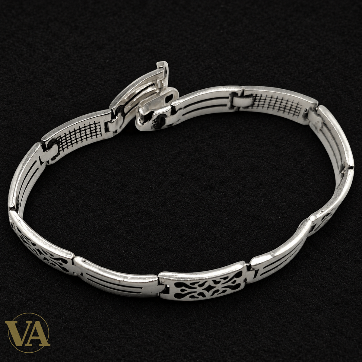 Bracelet Homme Argent 925 – Motifs Arabesques & Maille Articulée - Argent 925 - Vindicta