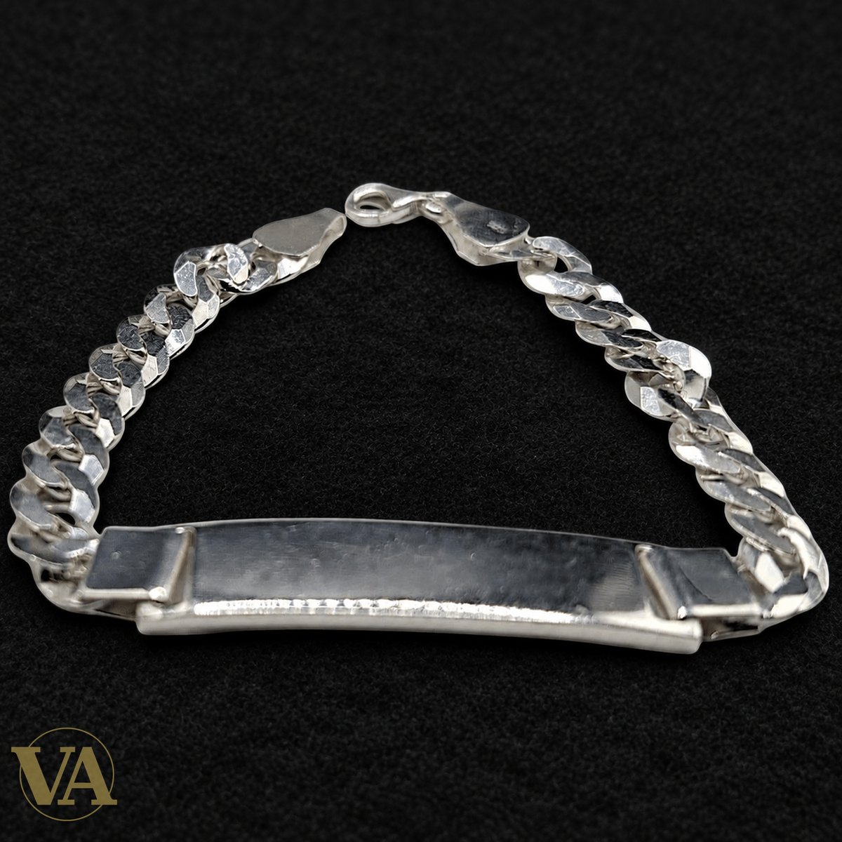 Bracelet Homme Argent 925 – Gourmette & Plaque Fine 38 mm - Argent 925 - Vindicta