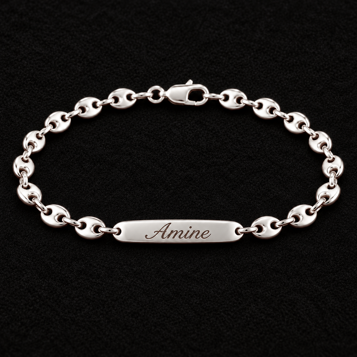 Gourmette homme argent 925 à graver — Grain de café, 19 cm - Argent 925 - Vindicta