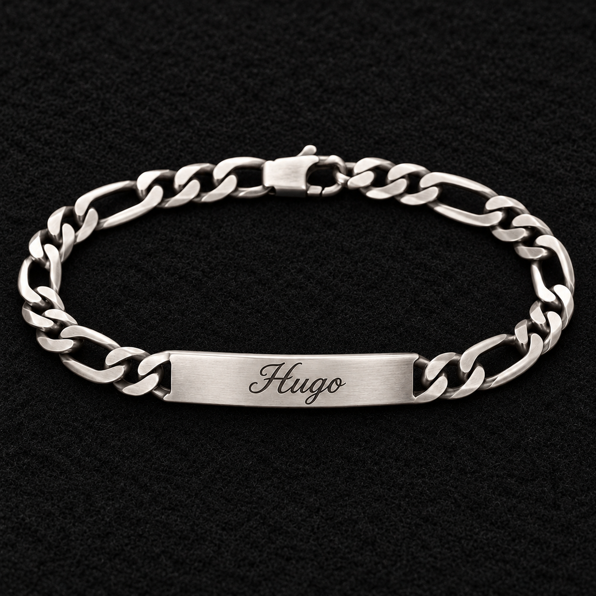 Gourmette homme argent 925 vieilli à graver — Figaro 1+3, 22 cm - Argent 925 - Vindicta