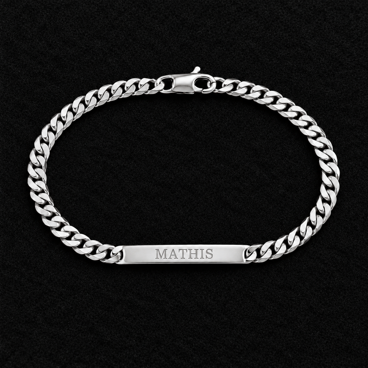 Bracelet identité homme argent 925 rhodié à graver — Maille classique, 20 cm - Argent 925 - Vindicta
