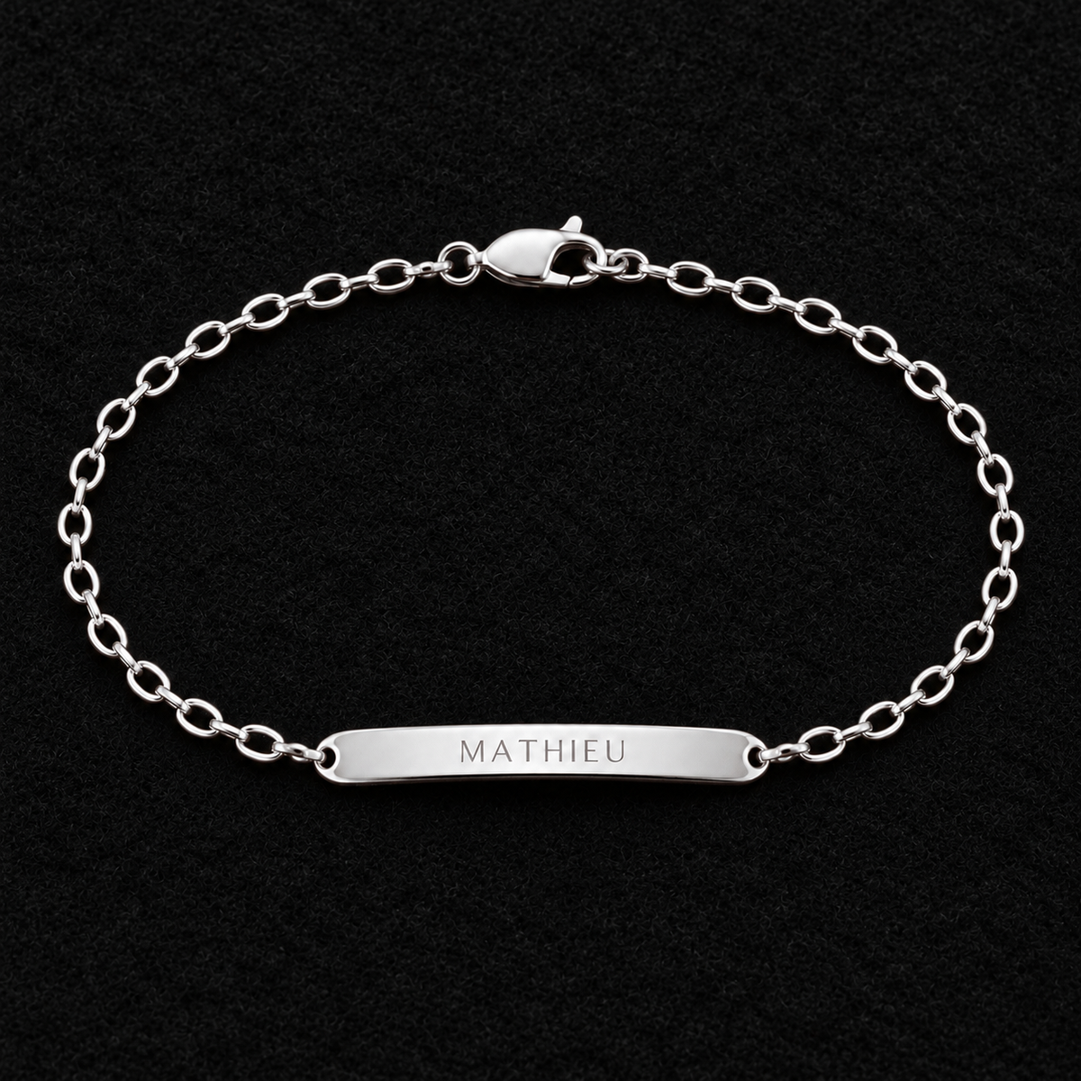 Gourmette homme argent 925 rhodié maille ovale 19 cm à graver - Argent 925 - Vindicta