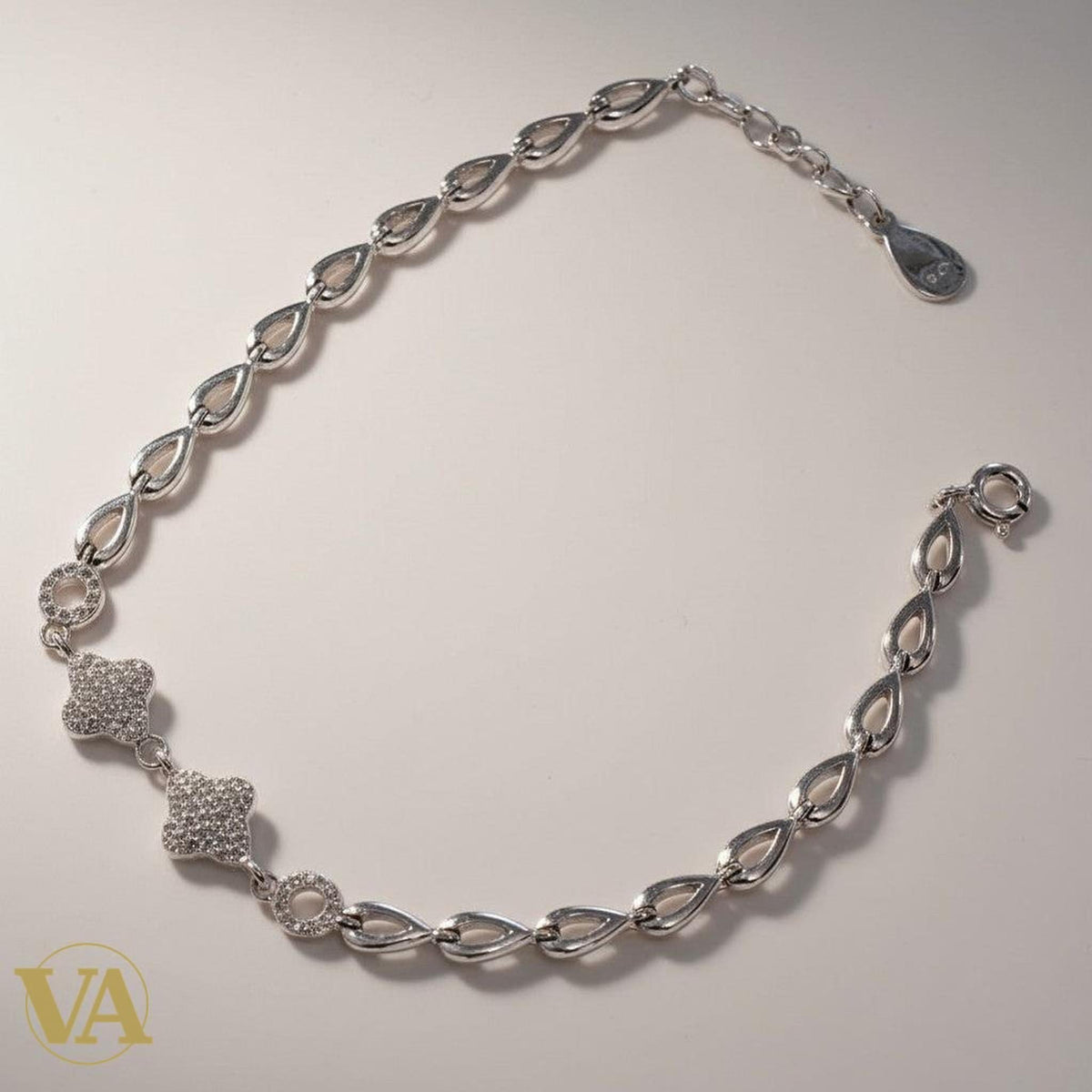 Bracelet Femme Argent 925 Maillons Feuilles Ajourées