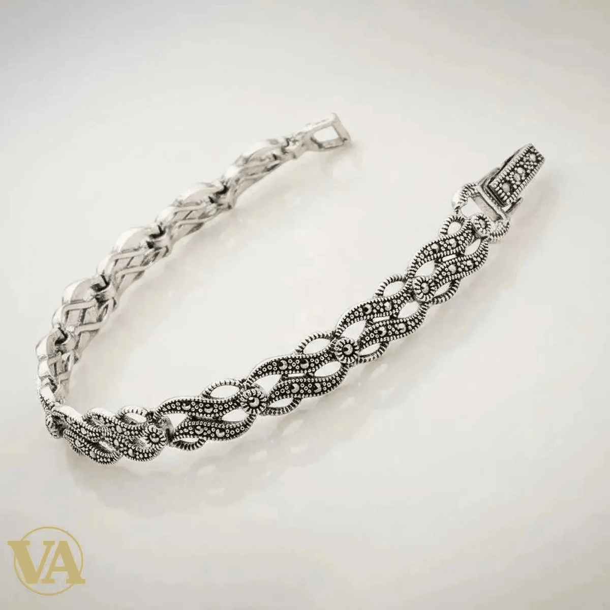 Bracelet Femme Argent 925 – Marcassite Vintage et Fermoir Cliquet - Argent 925 - Vindicta