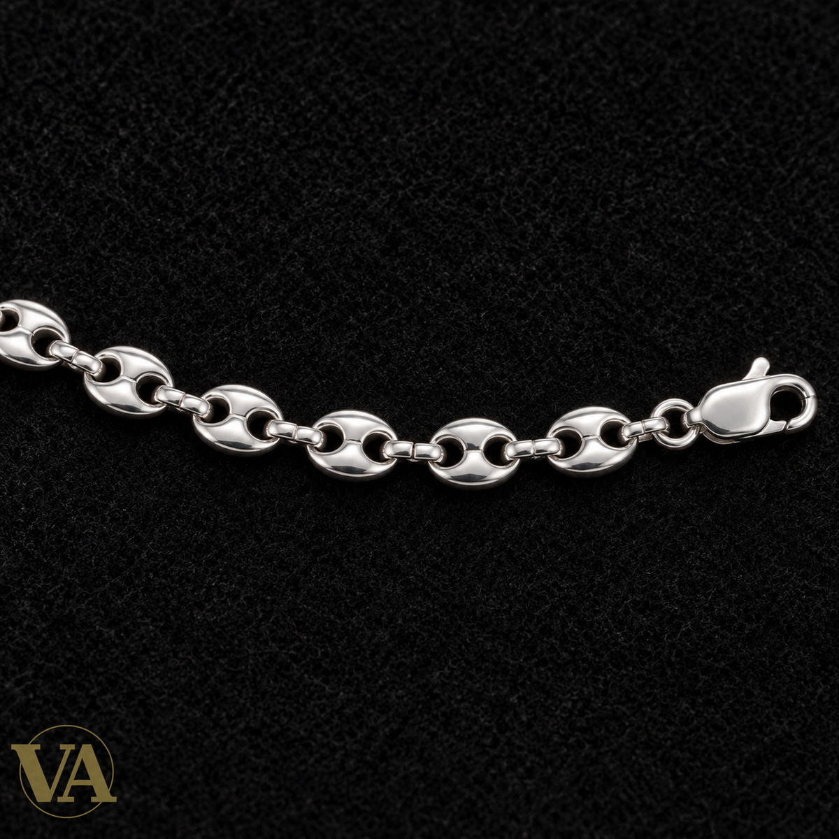 Bracelet homme Maille marine en argent 925 — 21 cm — détail de la maille et du fermoir