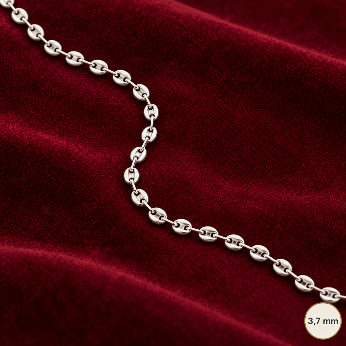 Chaîne Homme Argent 925 – Maille Grain de Café 3,7 mm – 45 cm - Argent 925 - Vindicta
