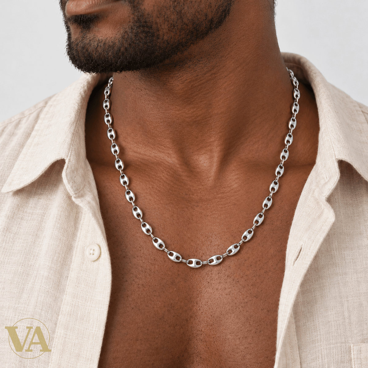 Chaîne Homme Argent 925 – Grain de Café Bombé 5 mm - Argent 925 - Vindicta