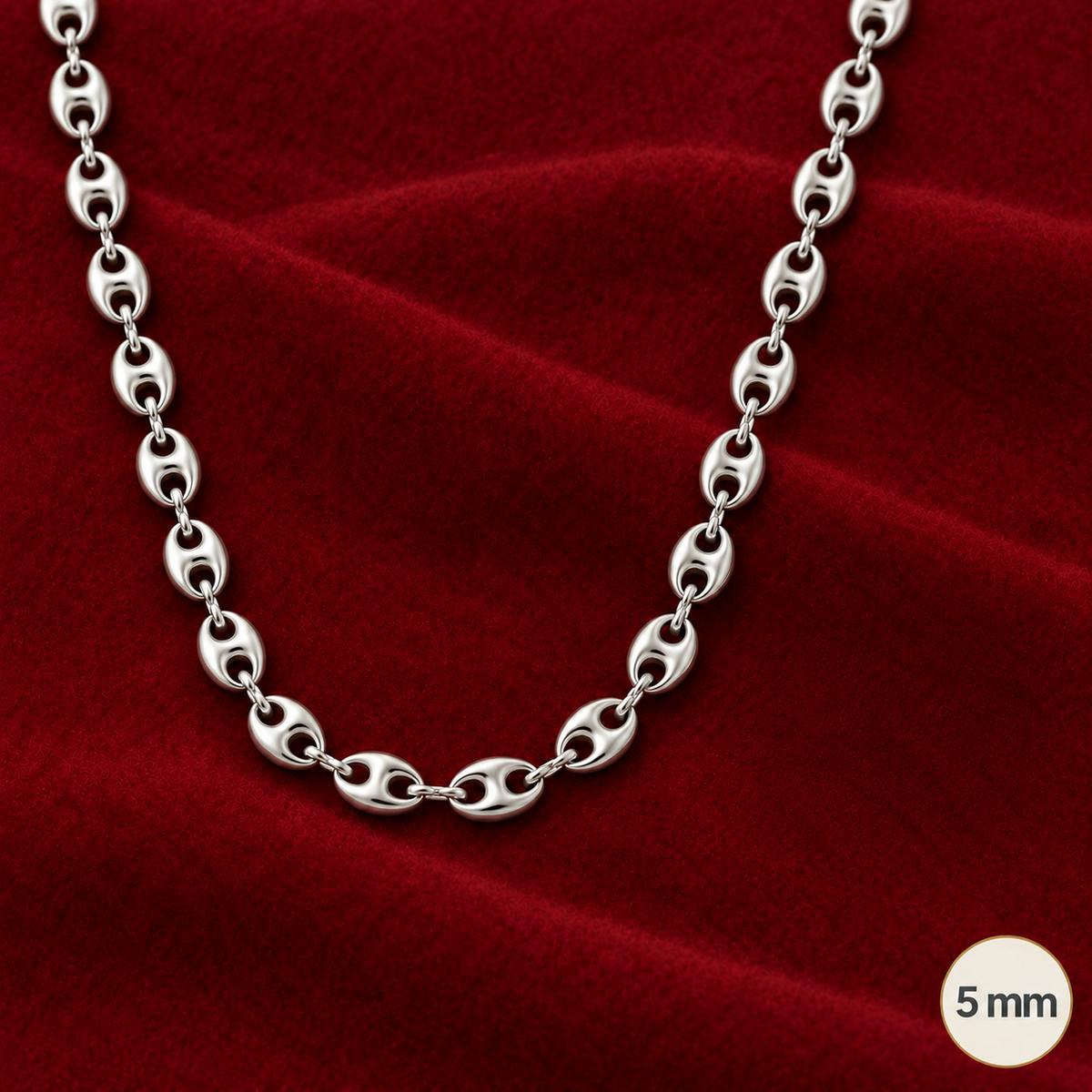 Chaîne Homme Argent 925 – Grain de Café Bombé 5 mm - Argent 925 - Vindicta