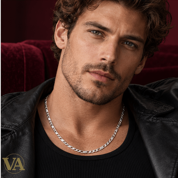 Chaîne Homme Argent 925 – Figaro 1+3 Diamantée 4 mm - Argent 925 - Vindicta