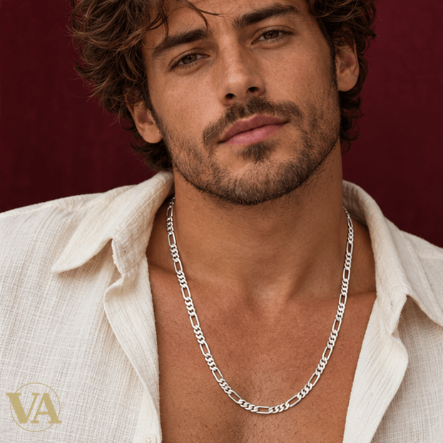 Chaîne Homme Argent 925 – Figaro 1+3 Diamantée 5 mm - Argent 925 - Vindicta