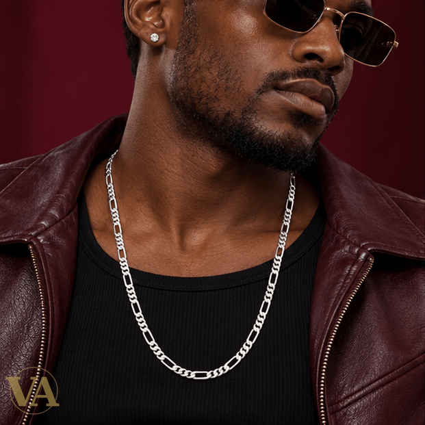 Chaîne Homme Argent 925 – Figaro 1+3 Diamantée 5 mm - Argent 925 - Vindicta