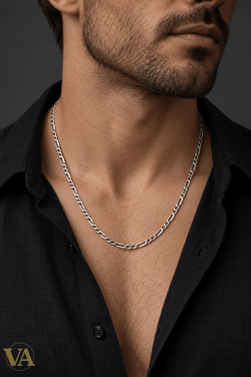 Chaîne Homme Argent 925 – Figaro 1+1 Brossée Vieillie 4 mm - Argent 925 - Vindicta