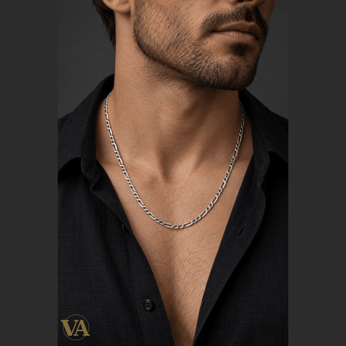 Chaîne Homme Argent 925 – Figaro 1+1 Brossée Vieillie 4 mm - Argent 925 - Vindicta