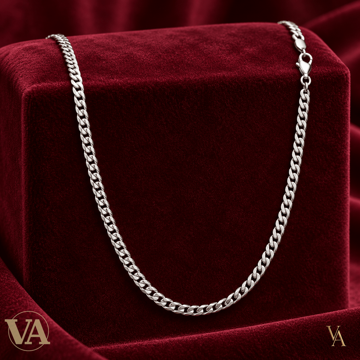 Chaîne Homme Argent 925 – Gourmette diamantée 4 faces Rhodiée 2,5 mm - Argent 925 - Vindicta