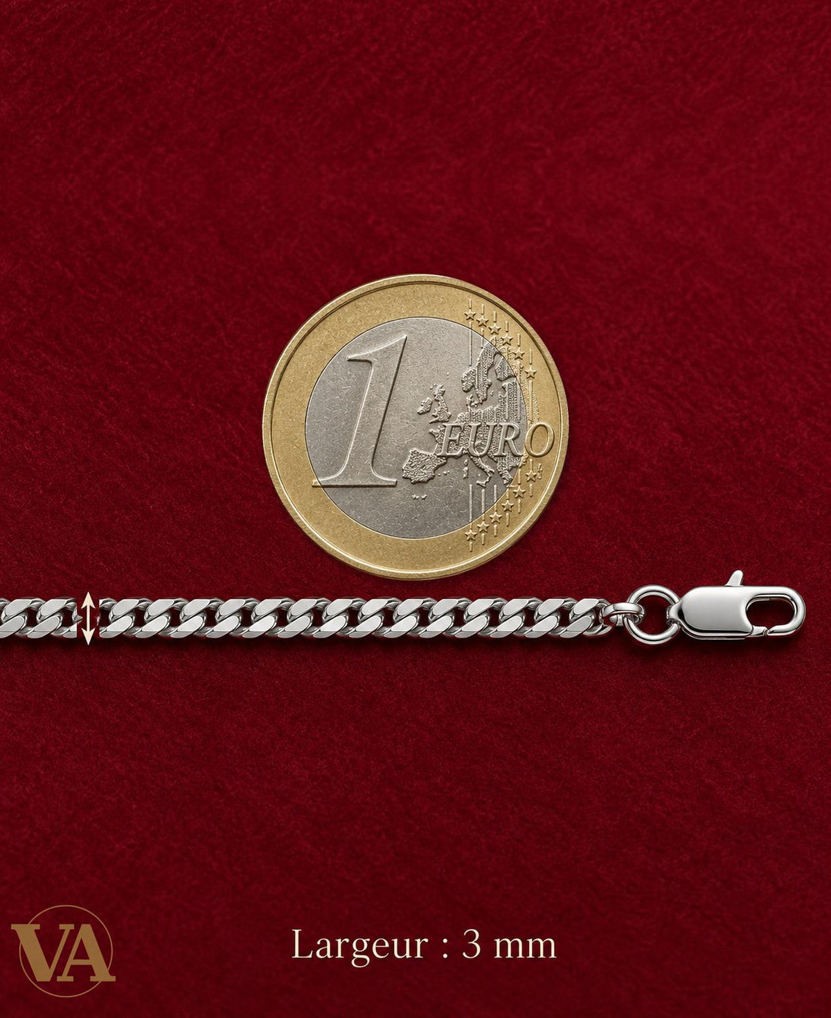 Chaîne Homme Argent 925 – Gourmette diamantée Rhodiée 3 mm - Argent 925 - Vindicta