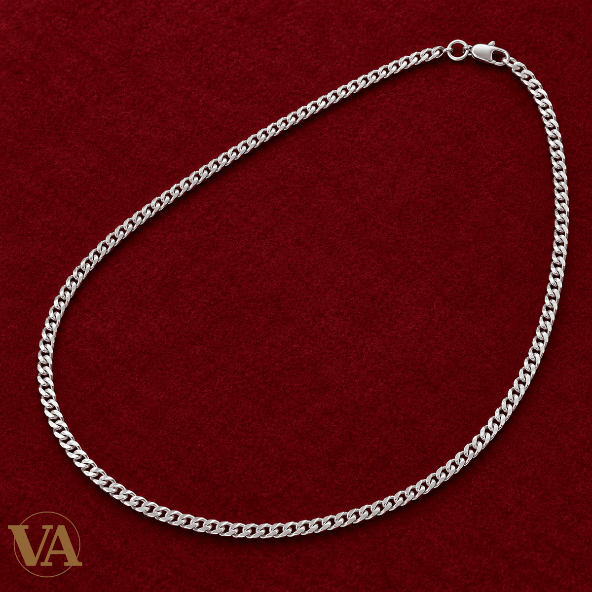 Chaîne Homme Argent 925 – Gourmette diamantée Rhodiée 3 mm - Argent 925 - Vindicta