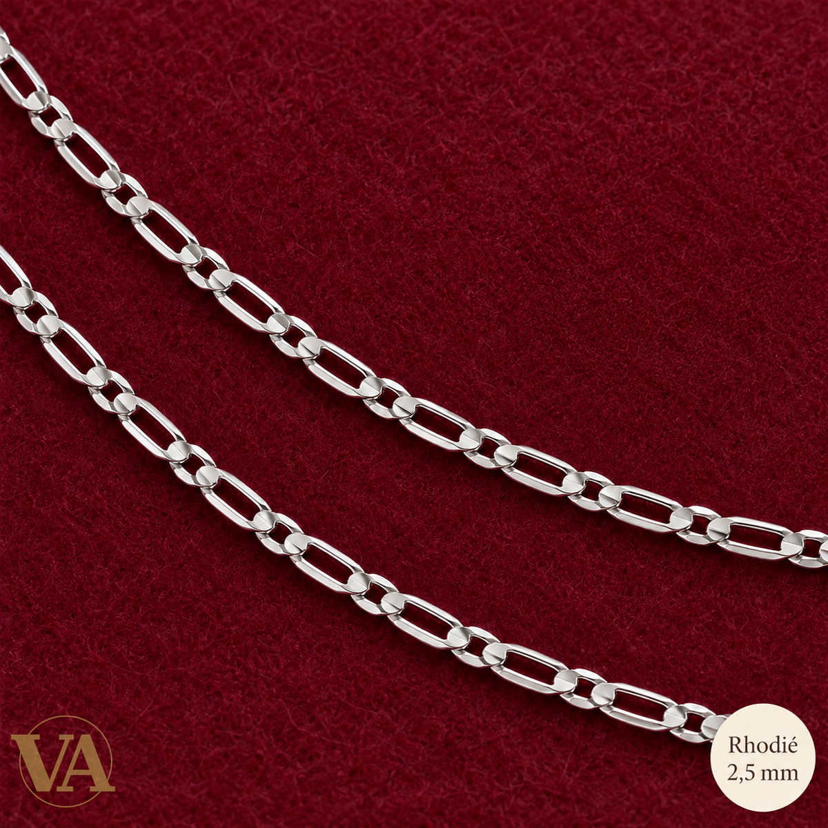 Chaîne argent 925 rhodié 731080 — maille et largeur 2,5 mm