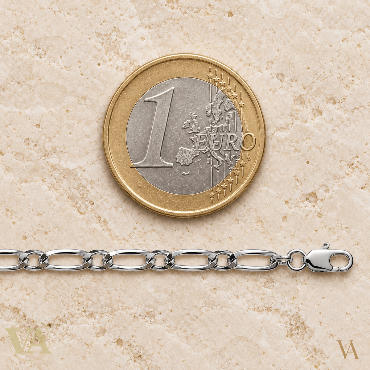 Chaîne Homme Argent 925 – Figaro 1+1 diamantée 4 faces Rhodiée 3 mm - Argent 925 - Vindicta