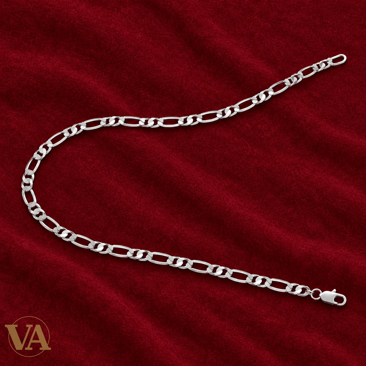 Chaîne Homme Argent 925 – Figaro 1+1 Diamantée Rhodiée 3,8 mm - Argent 925 - Vindicta
