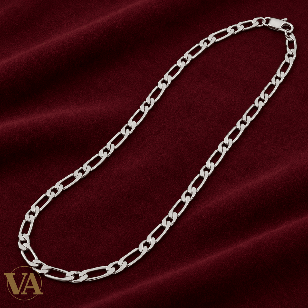 Chaîne Homme Argent 925 – Figaro 1+1 diamantée Rhodiée 6 mm - Argent 925 - Vindicta