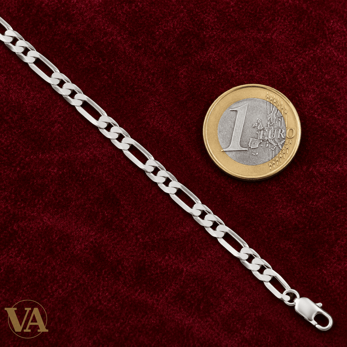 Chaîne Homme Argent 925 – Figaro 1+2 diamantée 4 faces Rhodiée 4 mm - Argent 925 - Vindicta