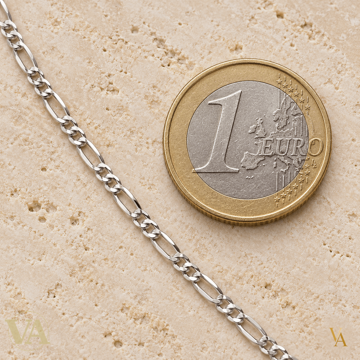 Chaîne Homme Argent 925 – Figaro 1+3 diamantée 4 faces rhodiée 3 mm - Argent 925 - Vindicta
