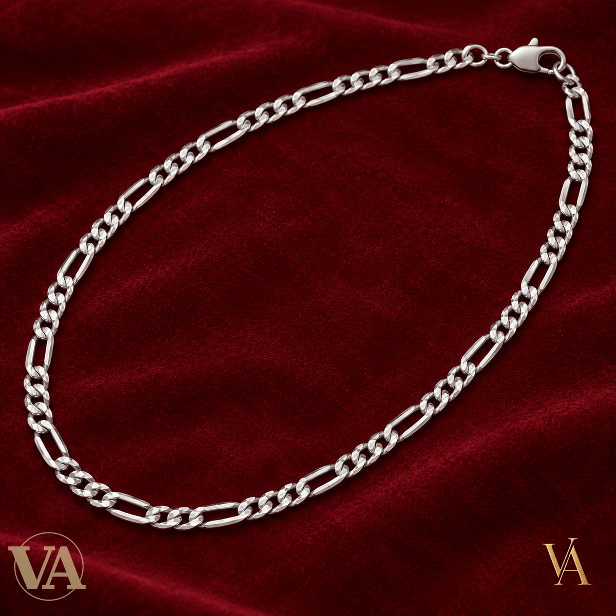 Chaîne Homme Argent 925 – Figaro 1+3 diamantée 4 faces rhodiée 3 mm - Argent 925 - Vindicta