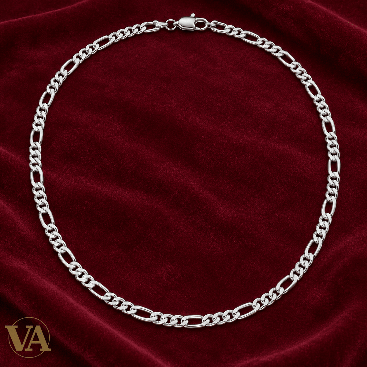 Chaîne Homme Argent 925 – Figaro 1+3 diamantée 4 faces Rhodiée 3,5 mm - Argent 925 - Vindicta