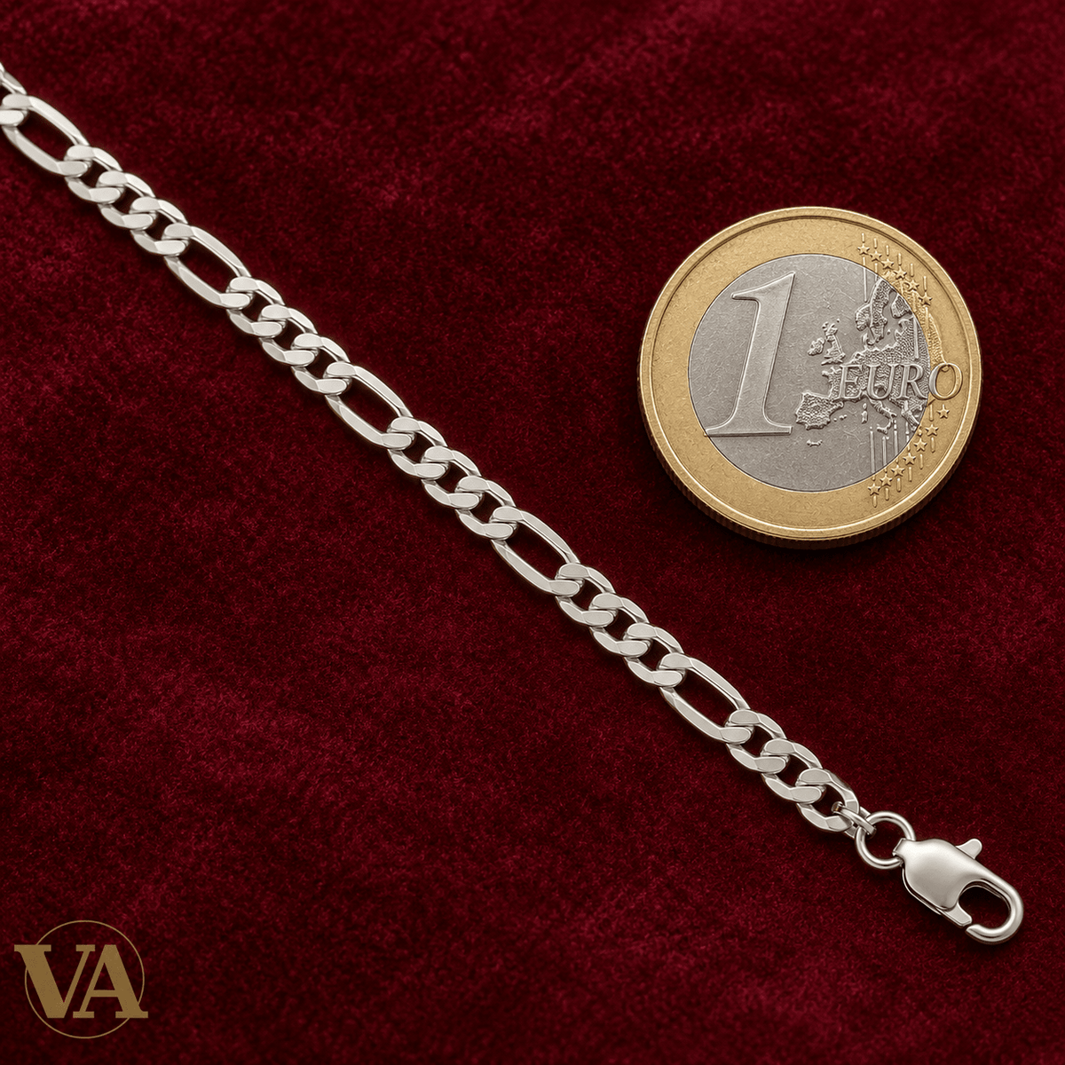 Chaîne Homme Argent 925 – Figaro 1+3 diamantée 4 faces Rhodiée 3,5 mm - Argent 925 - Vindicta