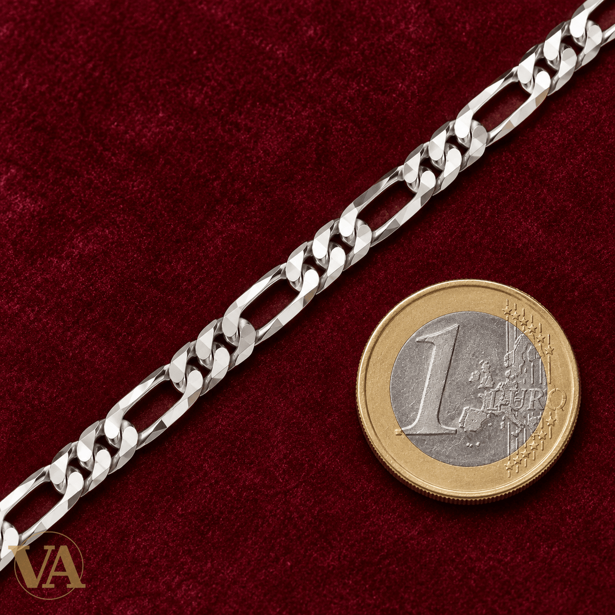 Chaîne Homme Argent 925 – Figaro 1+3 diamantée 4 faces Rhodiée 5 mm - Argent 925 - Vindicta