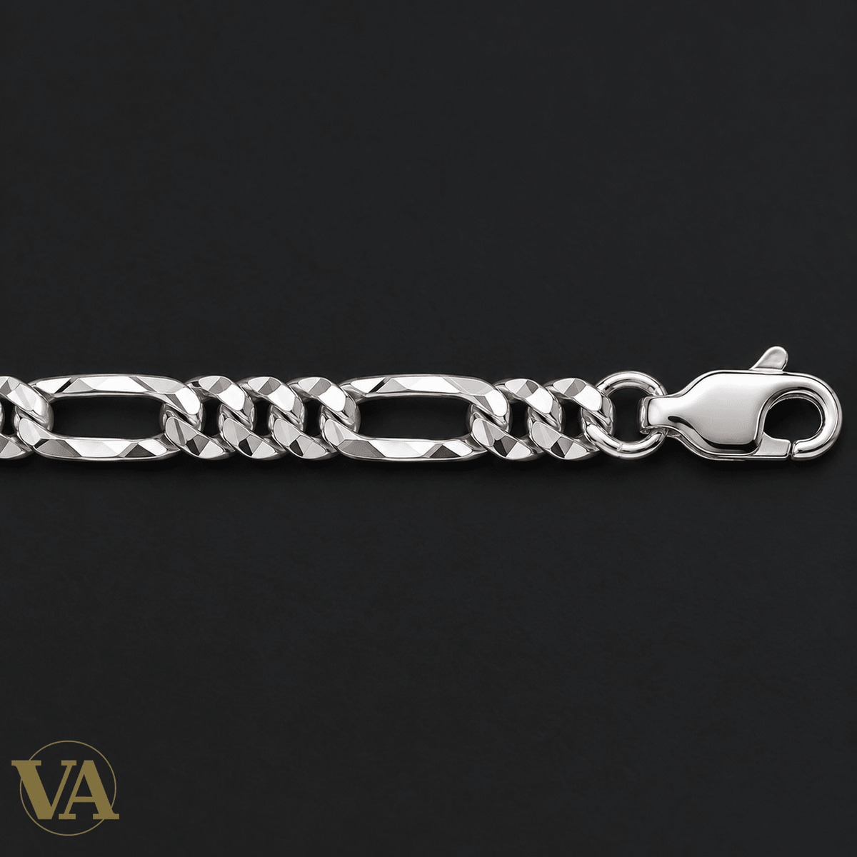 Chaîne Homme Argent 925 – Figaro 1+3 diamantée 4 faces Rhodiée 5 mm - Argent 925 - Vindicta