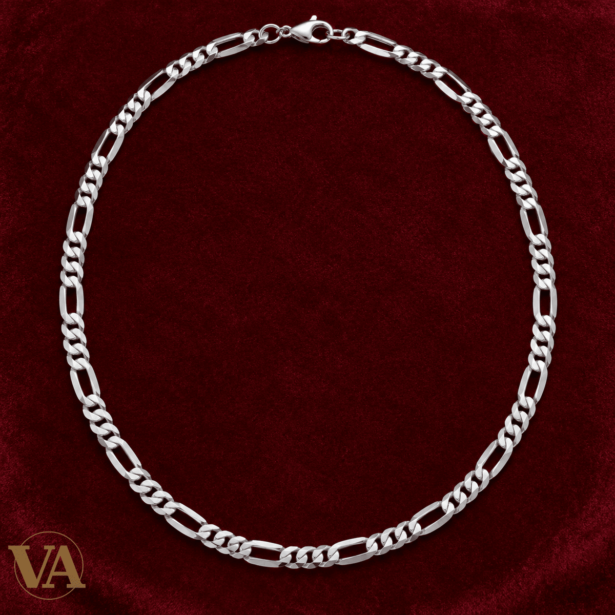 Chaîne Homme Argent 925 – Figaro 1+3 diamantée 4 faces Rhodiée 5 mm - Argent 925 - Vindicta