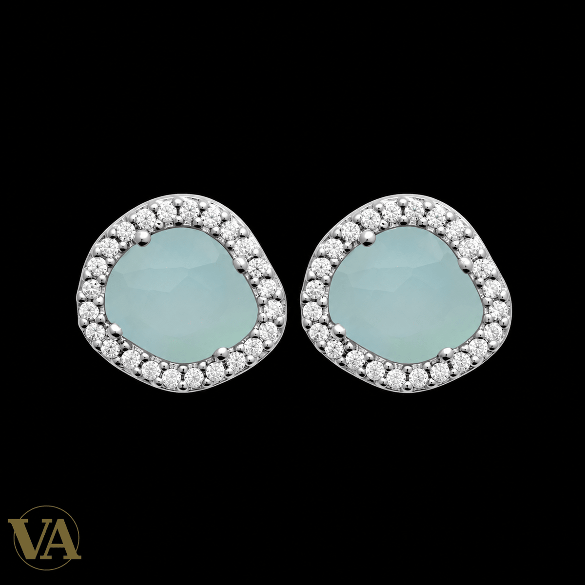 Boucles d’oreilles agate bleue en argent 925 rhodié - Argent 925 - Vindicta