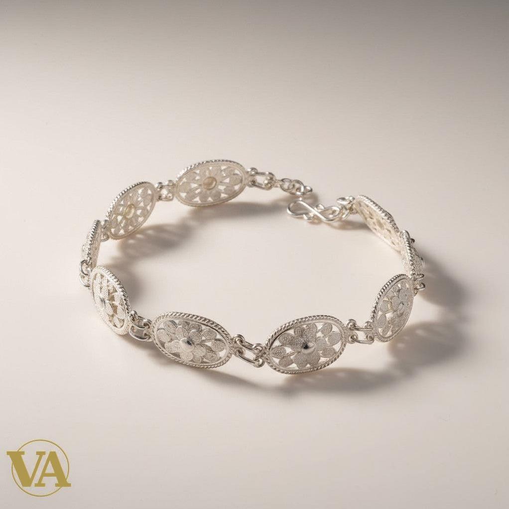 Bracelet Femme Argent 925 Massif – Fleurs Filigranes | Bijoux Vindicta