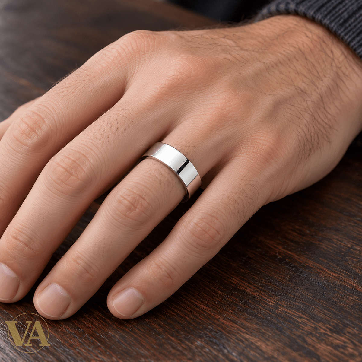 Anneau homme argent 925 rhodié — Ruban plat poli - Argent 925 - Vindicta