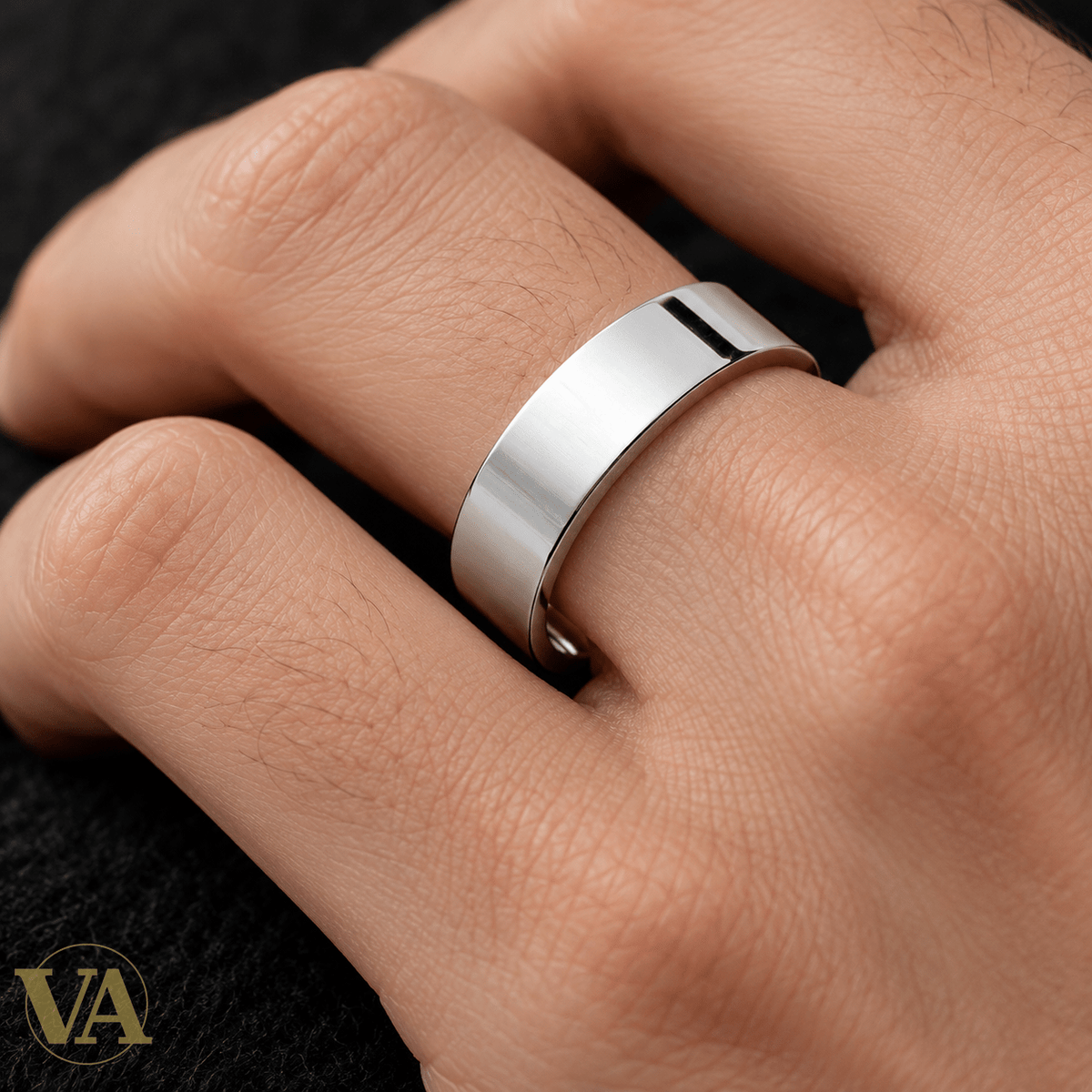 Anneau homme argent 925 rhodié — Ruban plat poli - Argent 925 - Vindicta