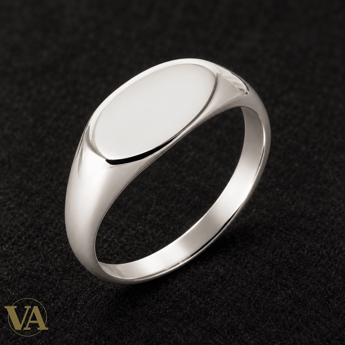 Chevalière homme argent 925 rhodié — Ovale lisse et épaules effilées - Argent 925 - Vindicta