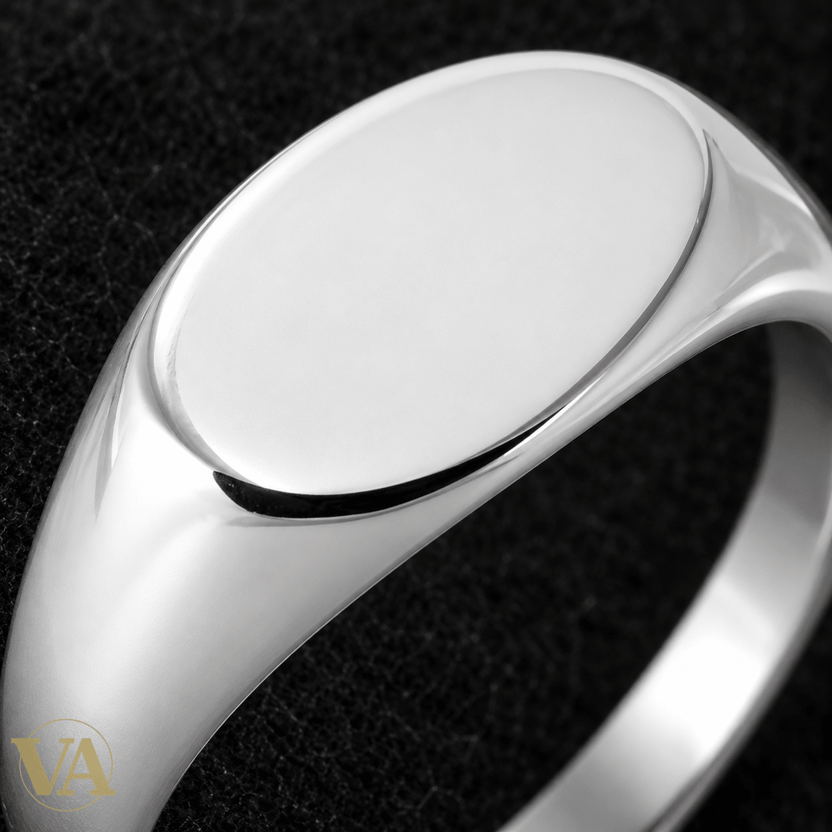 Chevalière homme argent 925 rhodié — Ovale lisse et épaules effilées - Argent 925 - Vindicta