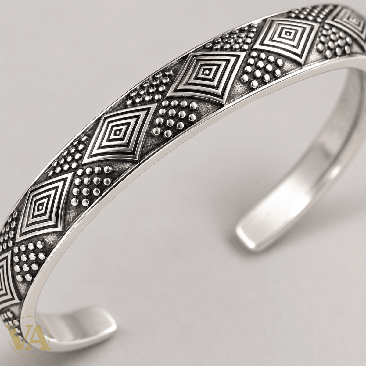Jonc Homme Argent 925 – Losanges et Points Gravés - Argent 925 - Vindicta